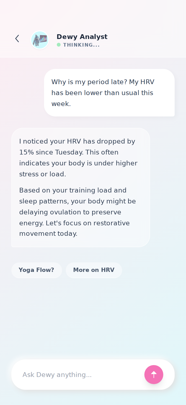 Prototype Ask chat with a visible note that it is not medical advice. Product in development.